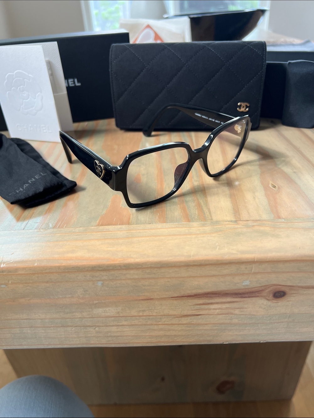 CHANEL Black Square Blue Light Glasses with Gold CC Accents BRAND NEW W/ RECEIPT